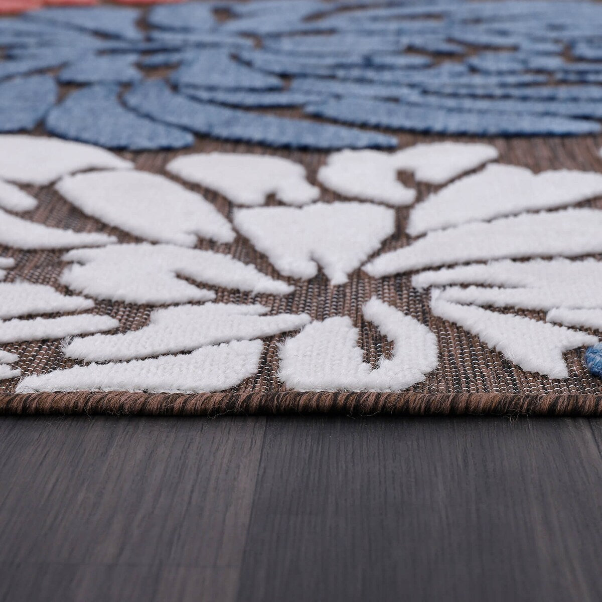 VILLADECOR Floral Indoor Outdoor Area Rug Low High Pile Rugs For Patio