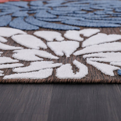 VILLADECOR Floral Indoor Outdoor Area Rug Low High Pile Rugs For Patio