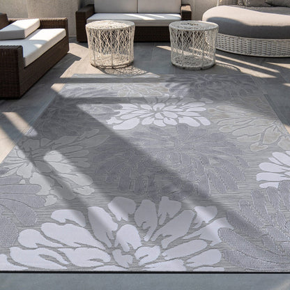 VILLADECOR Floral Indoor Outdoor Area Rug Low High Pile Rugs For Patio