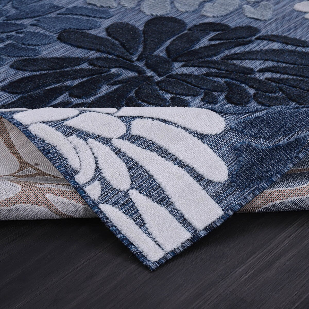 VILLADECOR Floral Indoor Outdoor Area Rug Low High Pile Rugs For Patio