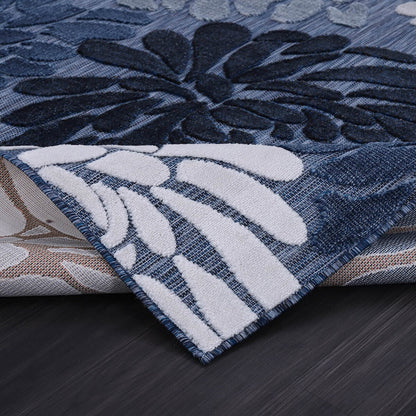 VILLADECOR Floral Indoor Outdoor Area Rug Low High Pile Rugs For Patio