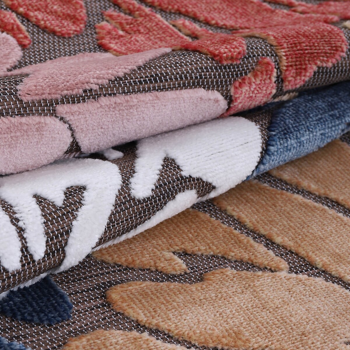 VILLADECOR Floral Indoor Outdoor Area Rug Low High Pile Rugs For Patio