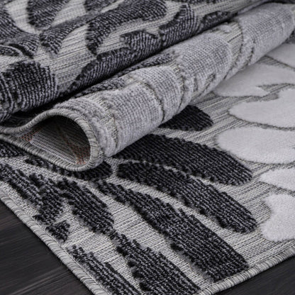 VILLADECOR Floral Indoor Outdoor Area Rug Low High Pile Rugs For Patio