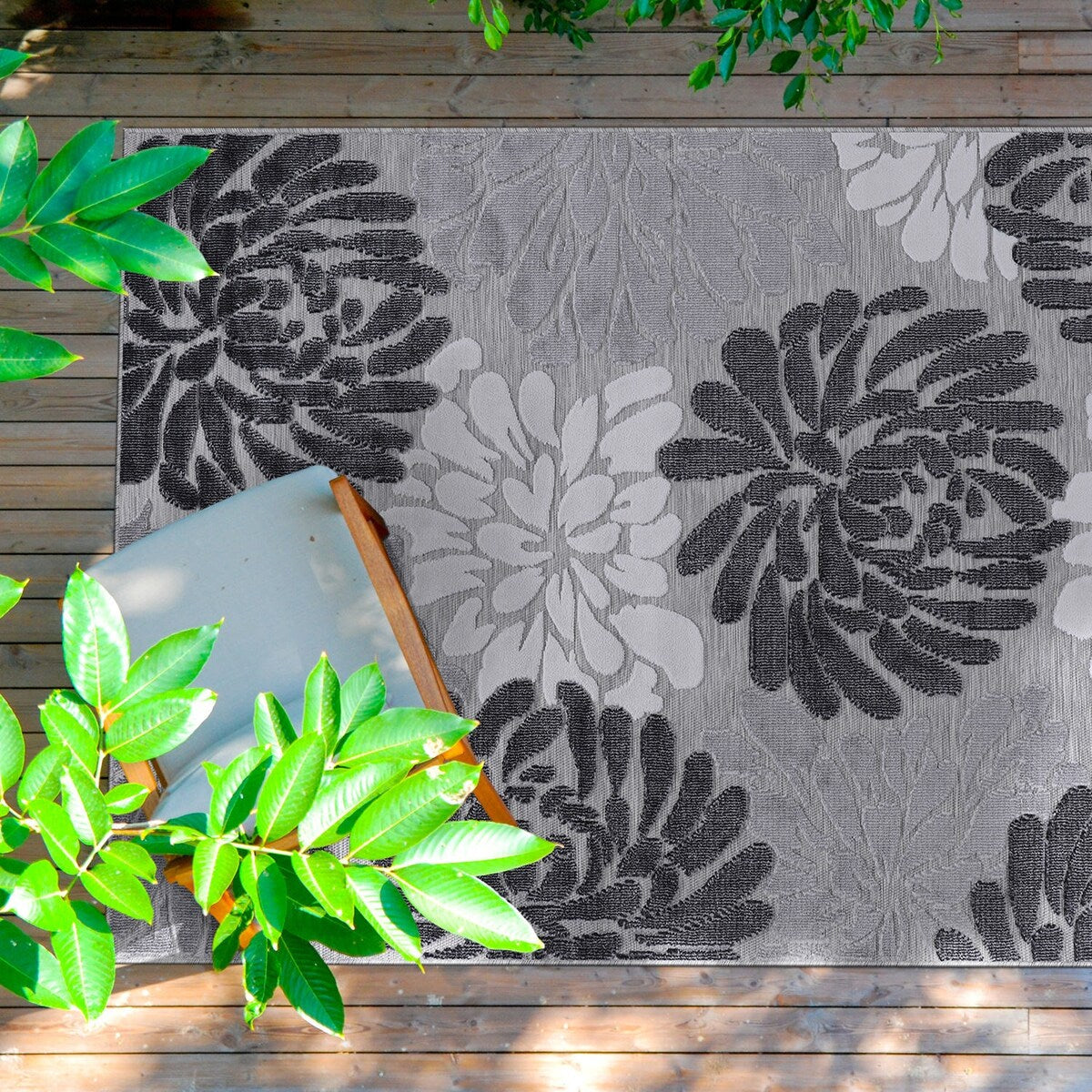 VILLADECOR Floral Indoor Outdoor Area Rug Low High Pile Rugs For Patio