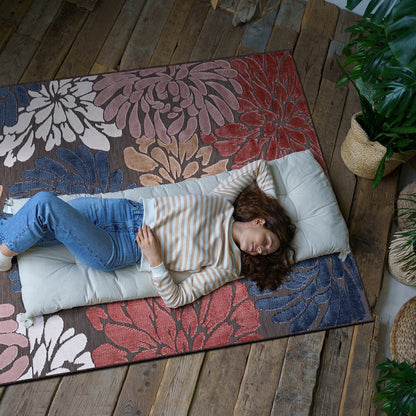 VILLADECOR Floral Indoor Outdoor Area Rug Low High Pile Rugs For Patio