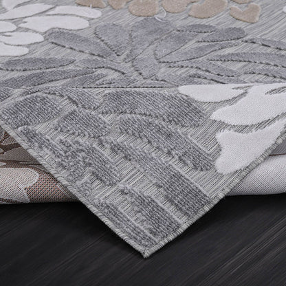 VILLADECOR Floral Indoor Outdoor Area Rug Low High Pile Rugs For Patio