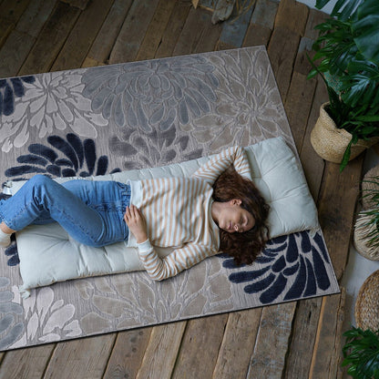 VILLADECOR Floral Indoor Outdoor Area Rug Low High Pile Rugs For Patio