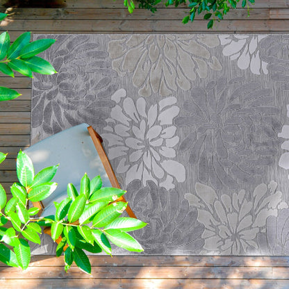 VILLADECOR Floral Indoor Outdoor Area Rug Low High Pile Rugs For Patio