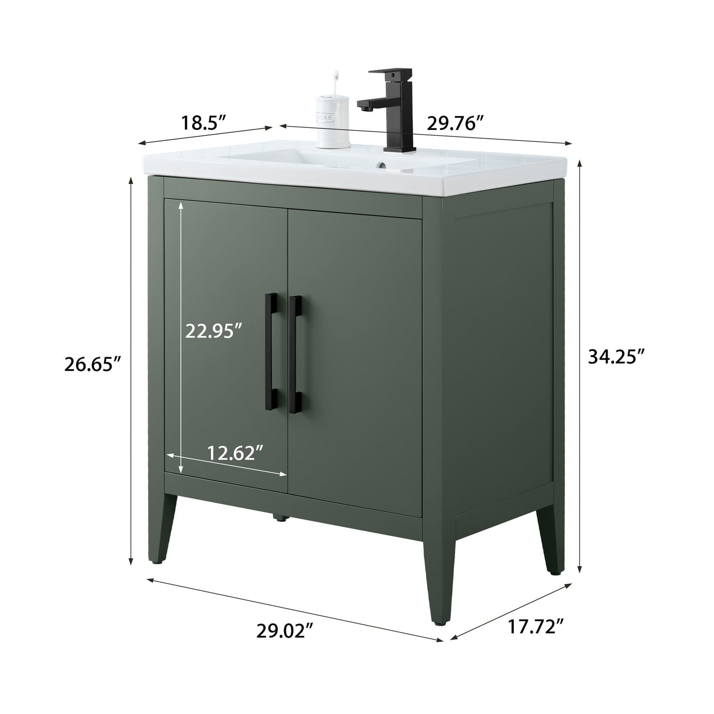 Meuble-lavabo simple Vanity Art 20, 24 ou 30 avec dessus en céramique