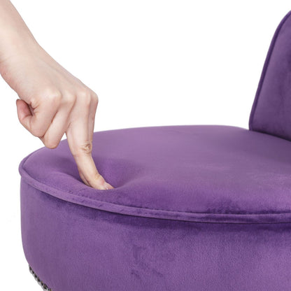 VEIKOUS Makeup Vanity Stool Chair with Low Back and Wood Legs-17.3 x 15.7 x 25.1