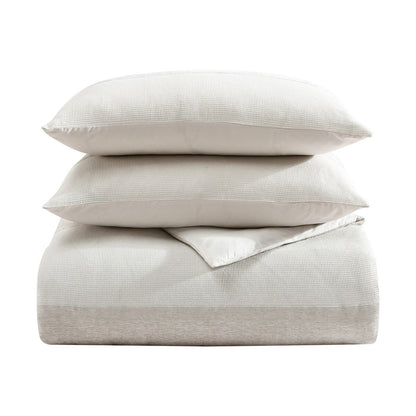 Parure de couette Vera Wang en chenille gaufrée beige à rayures