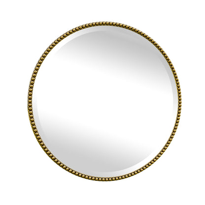 Vintage Round Bathroom Mirror with Beaded Frame