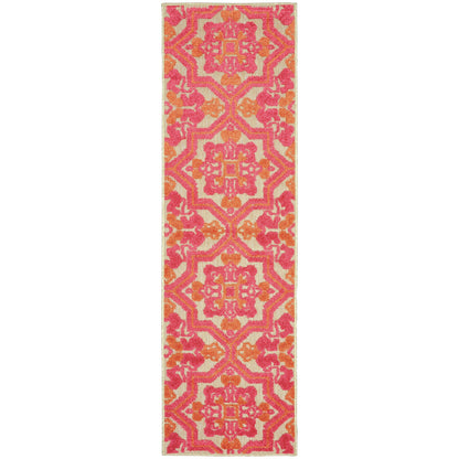 Vista Home Capri Mixed Pile Pink/Orange Floral Indoor- Outdoor Rug.