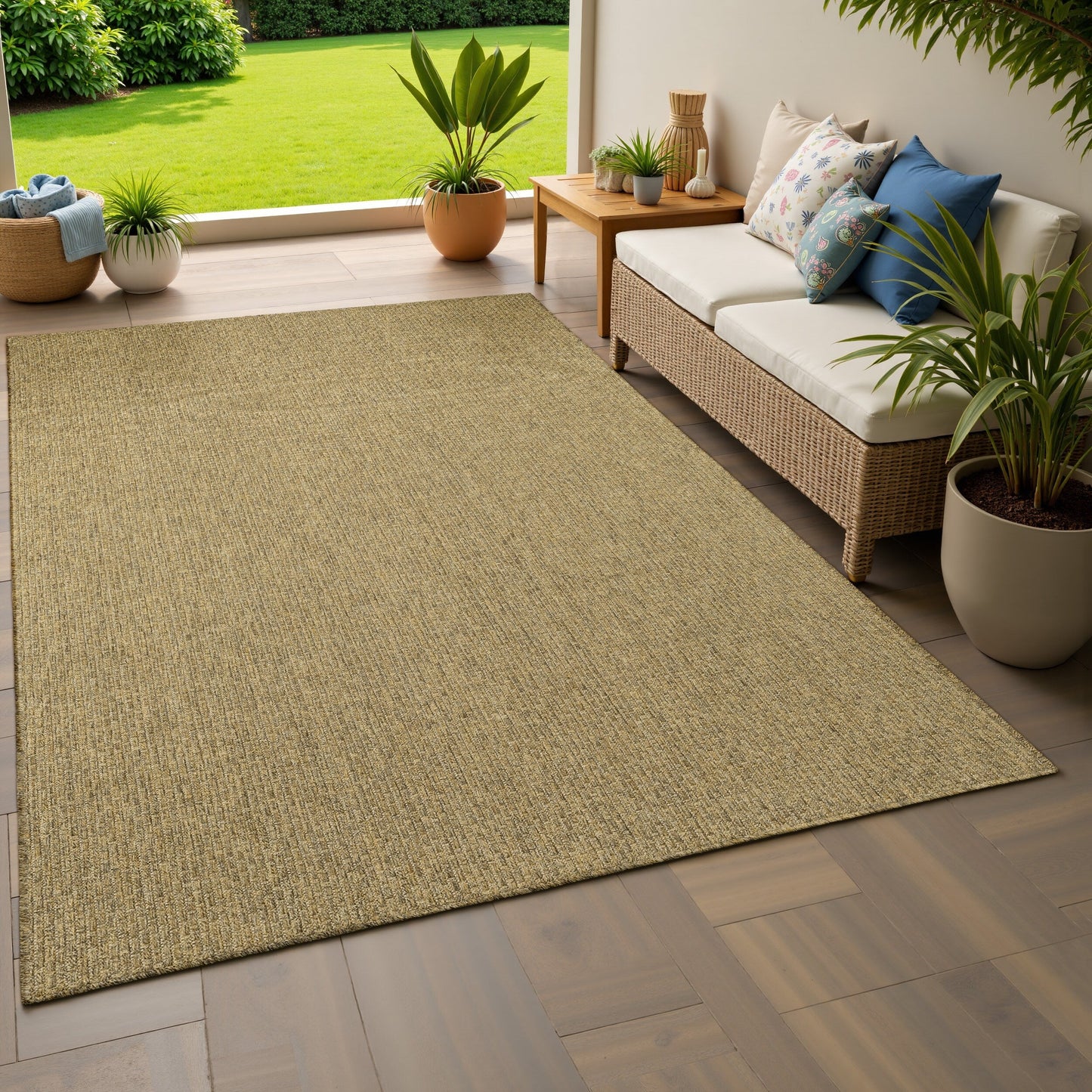 Vista Home Kauai Tonal Basket Weave Indoor-Outdoor Rug.