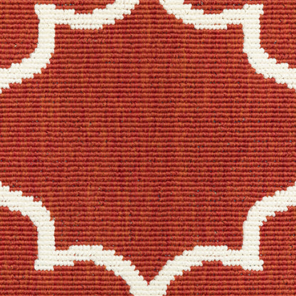 Vista Home Martinique Off-White/Brick Red Lattice Indoor/Outdoor Rug.