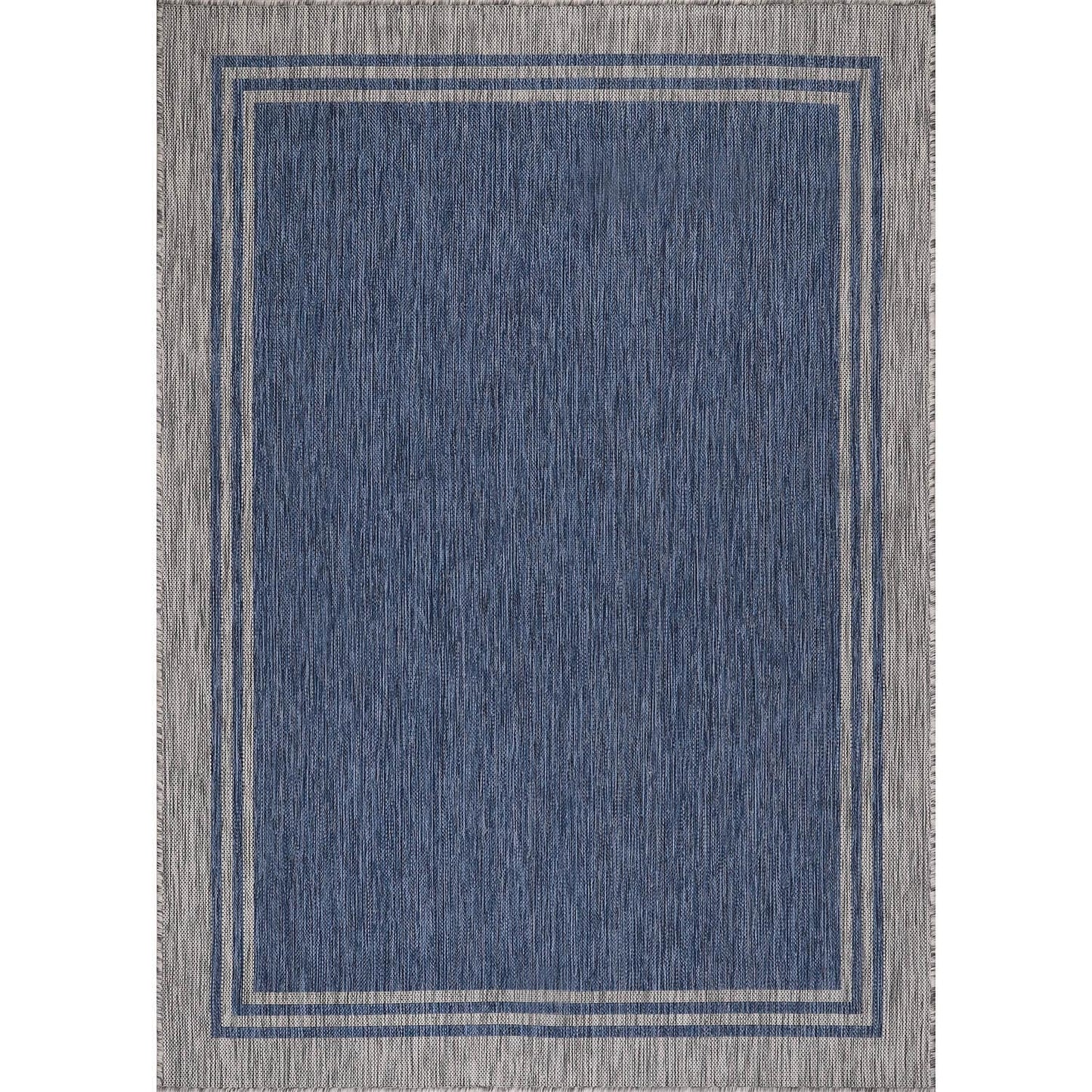 Washable Bordered Indoor Outdoor Rug for Patio, Deck, Porch