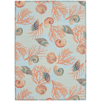 Waverly Sun & Shade Shore Thing Tropical Sea Shell Floral Indoor Outdoor Area Rug