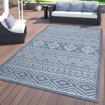 World Rug Gallery Distressed Geometric Bohemian Textured Flat Weave Indoor/Outdoor Area Rug