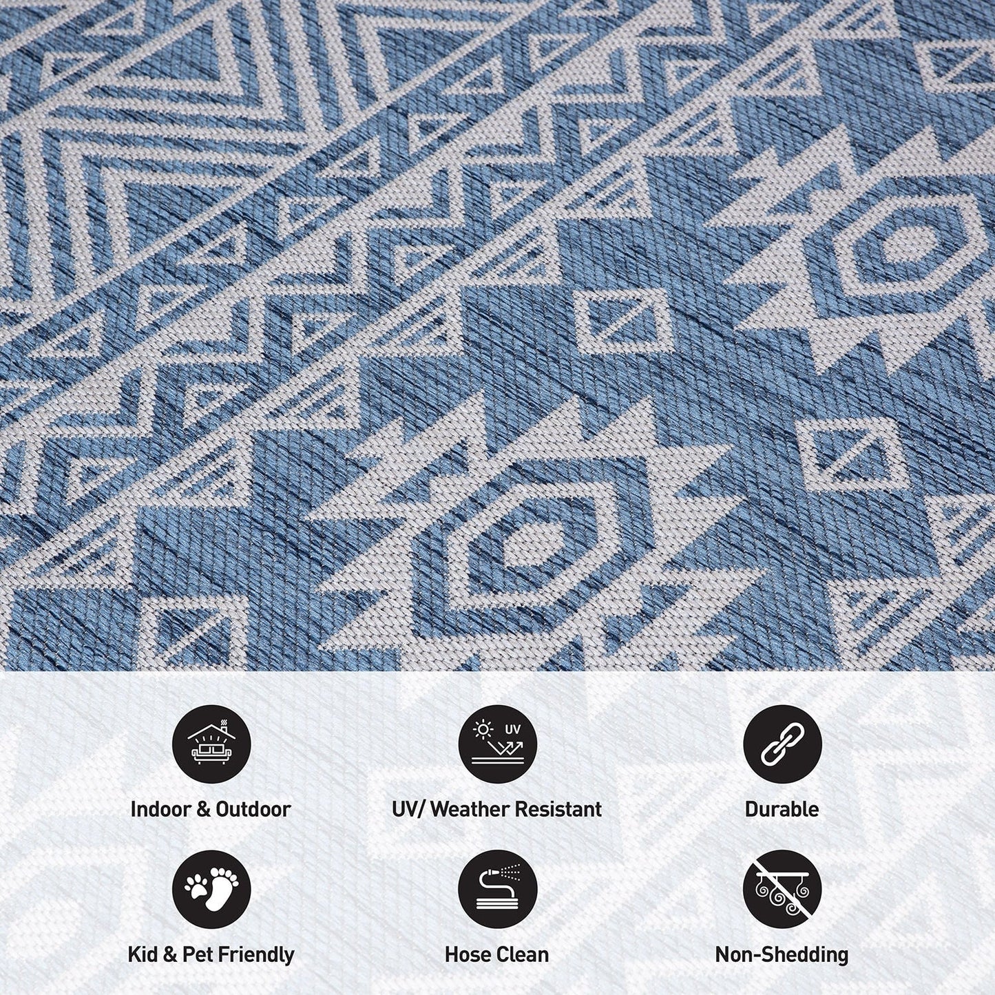 World Rug Gallery Distressed Geometric Bohemian Textured Flat Weave Indoor/Outdoor Area Rug