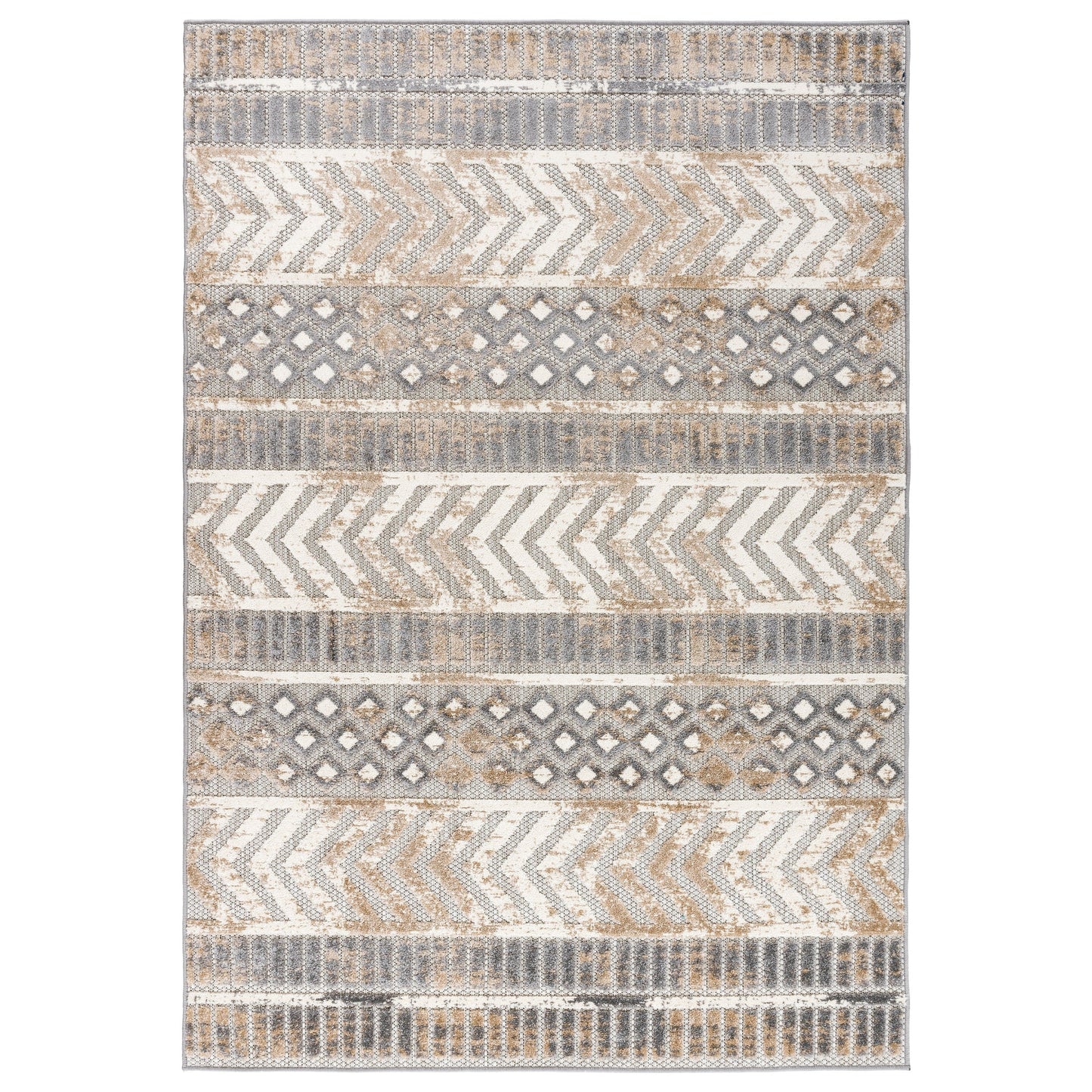 World Rug Gallery Distressed Geometric Indoor/Outdoor Area Rug
