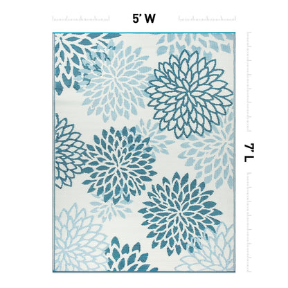 World Rug Gallery Modern Floral Aloha Reversible Recycled Plastic Outdoor Rugs