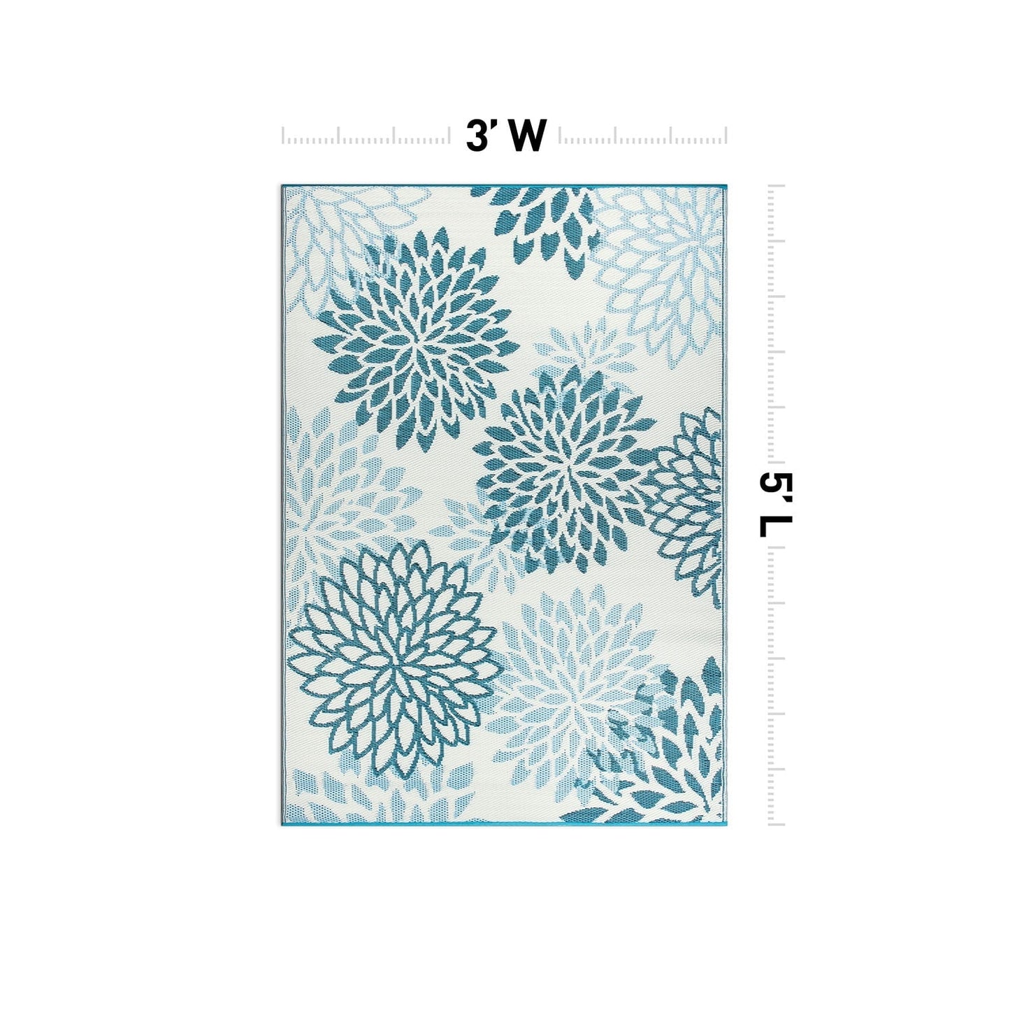 World Rug Gallery Modern Floral Aloha Reversible Recycled Plastic Outdoor Rugs