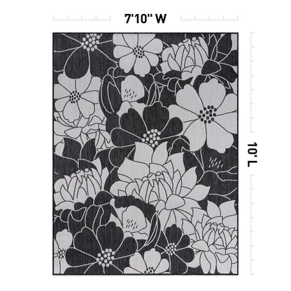World Rug Gallery Modern Floral Flowers Textured Flat Weave Indoor/Outdoor Area Rug