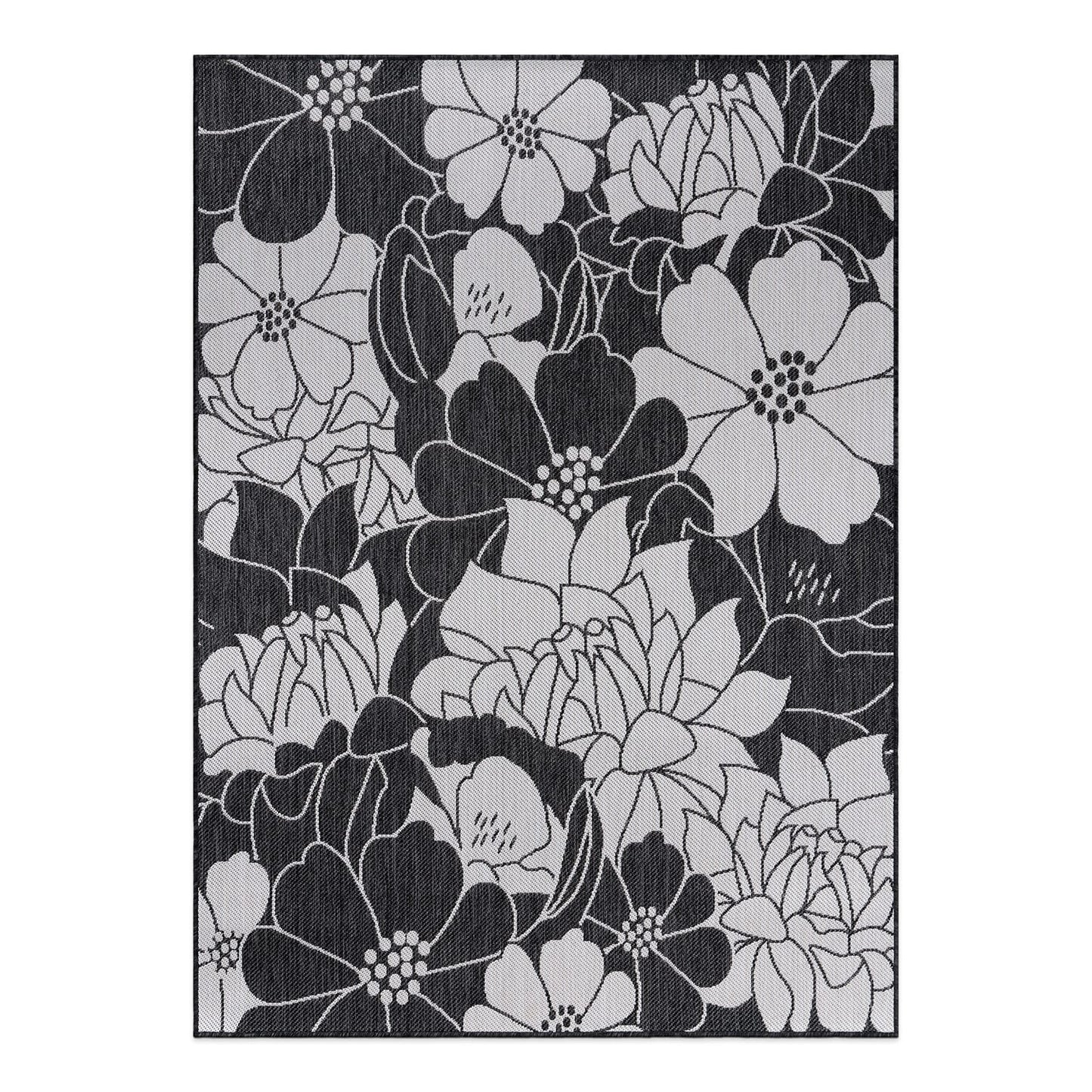 World Rug Gallery Modern Floral Flowers Textured Flat Weave Indoor/Outdoor Area Rug