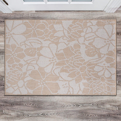 World Rug Gallery Modern Floral Flowers Textured Flat Weave Indoor/Outdoor Area Rug