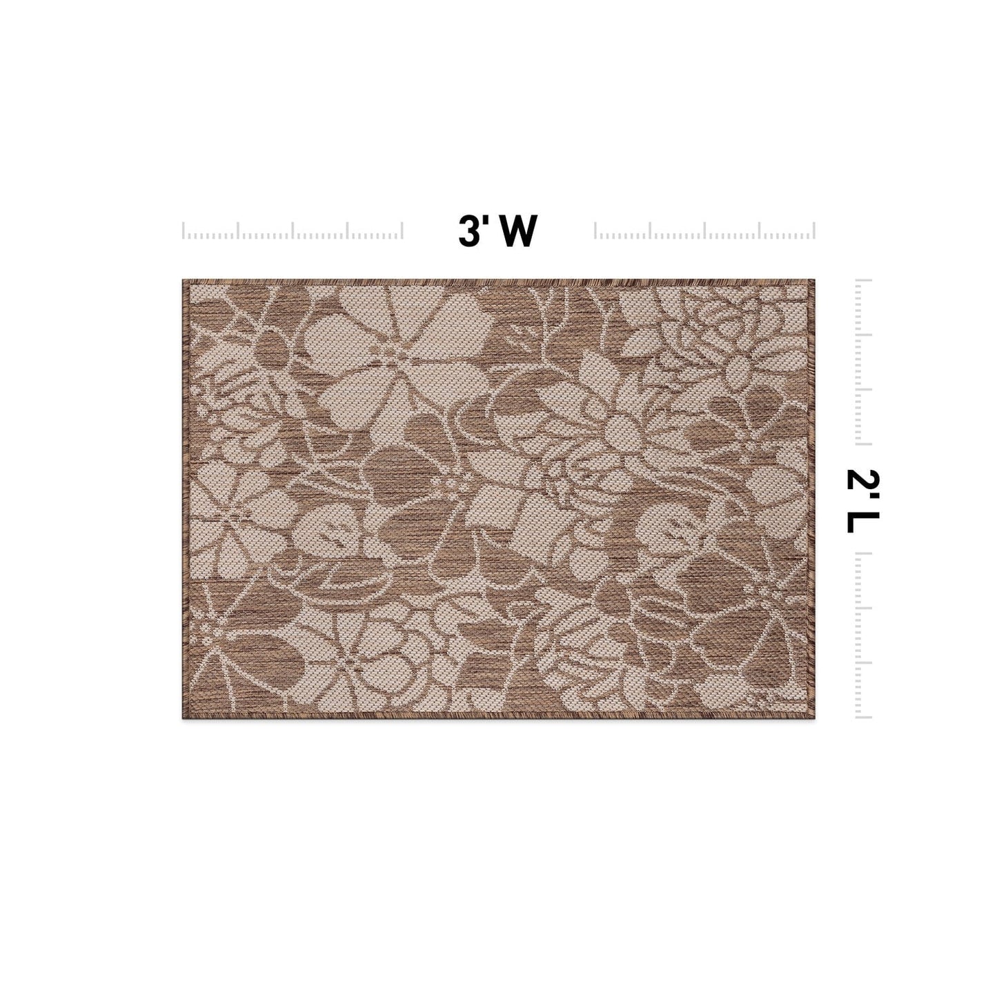 World Rug Gallery Modern Floral Flowers Textured Flat Weave Indoor/Outdoor Area Rug