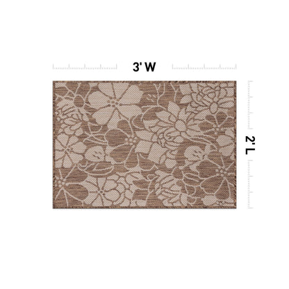 World Rug Gallery Modern Floral Flowers Textured Flat Weave Indoor/Outdoor Area Rug