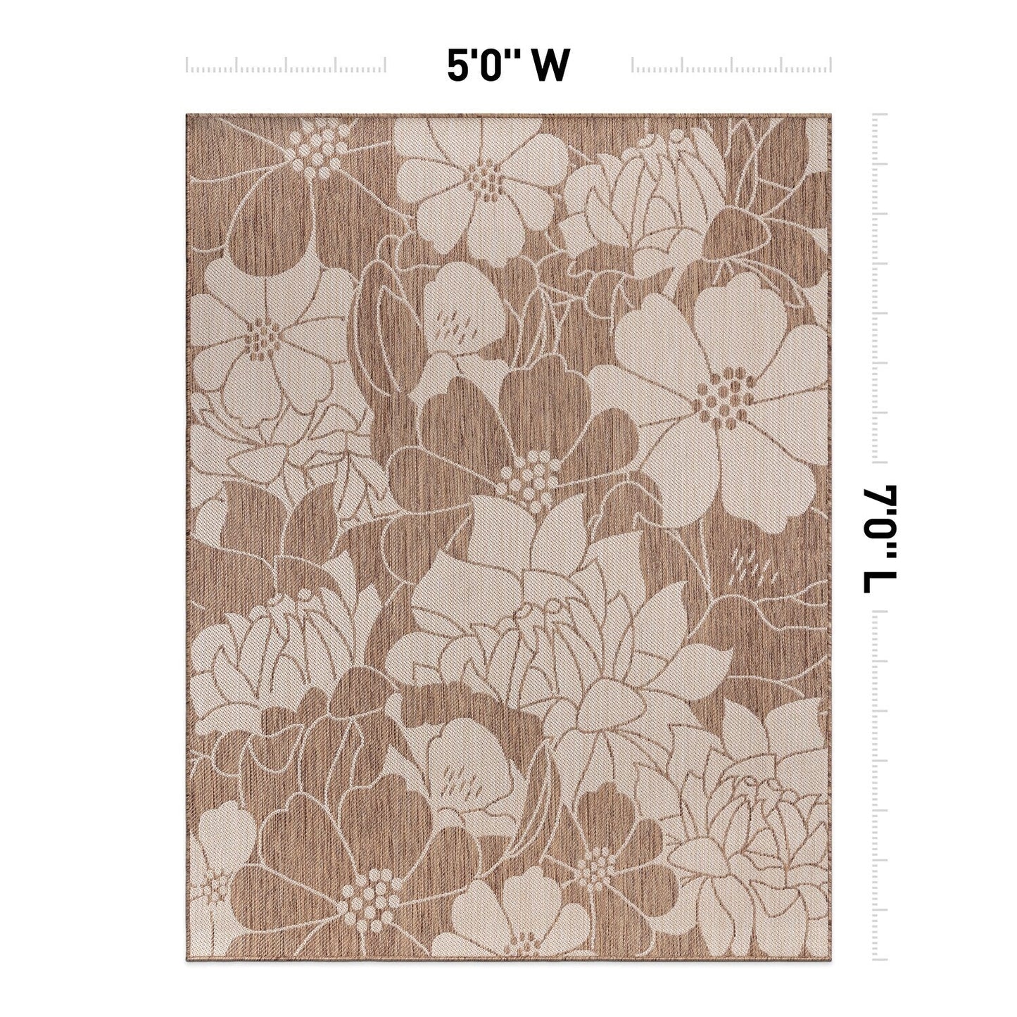 World Rug Gallery Modern Floral Flowers Textured Flat Weave Indoor/Outdoor Area Rug