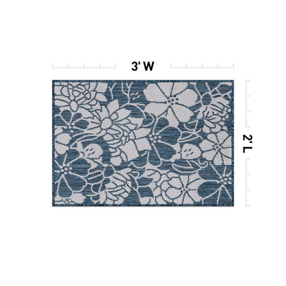 World Rug Gallery Modern Floral Flowers Textured Flat Weave Indoor/Outdoor Area Rug