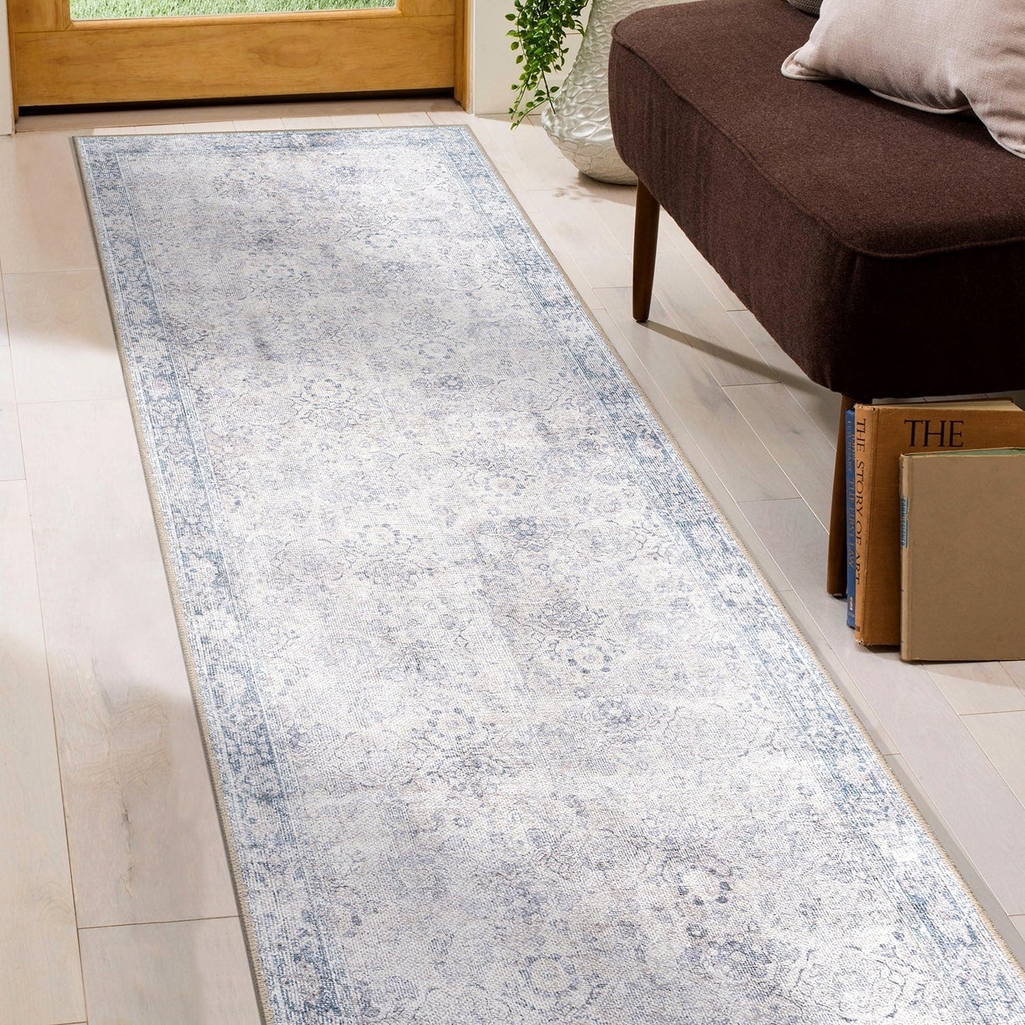 World Rug Gallery Transitional Bordered Vintage Machine Washable Non Slip Area Rug