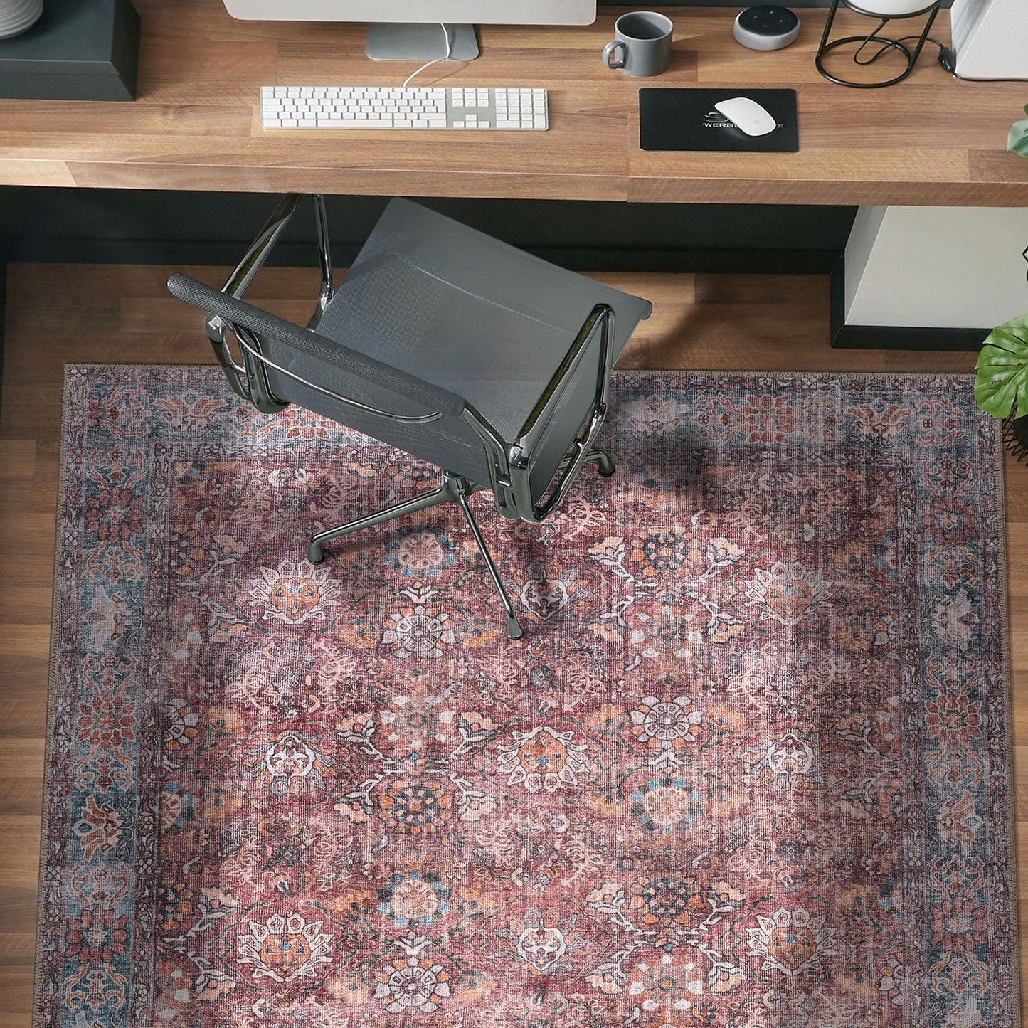 World Rug Gallery Transitional Bordered Vintage Machine Washable Non Slip Area Rug