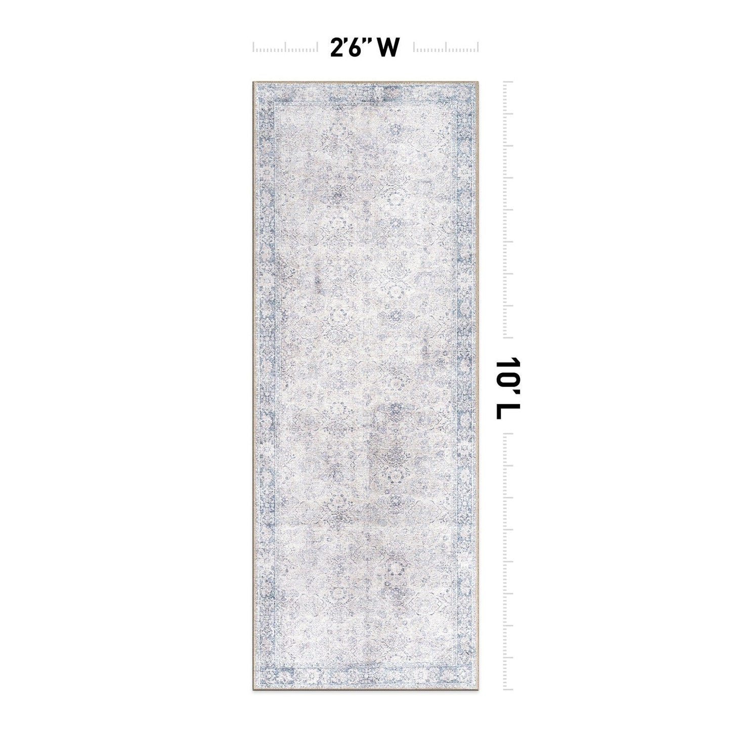 World Rug Gallery Transitional Bordered Vintage Machine Washable Non Slip Area Rug