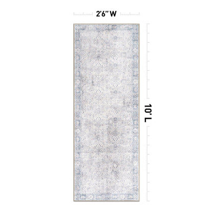 World Rug Gallery Transitional Bordered Vintage Machine Washable Non Slip Area Rug