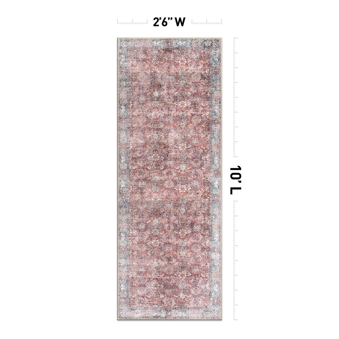 World Rug Gallery Transitional Bordered Vintage Machine Washable Non Slip Area Rug