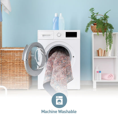 World Rug Gallery Transitional Bordered Vintage Machine Washable Non Slip Area Rug