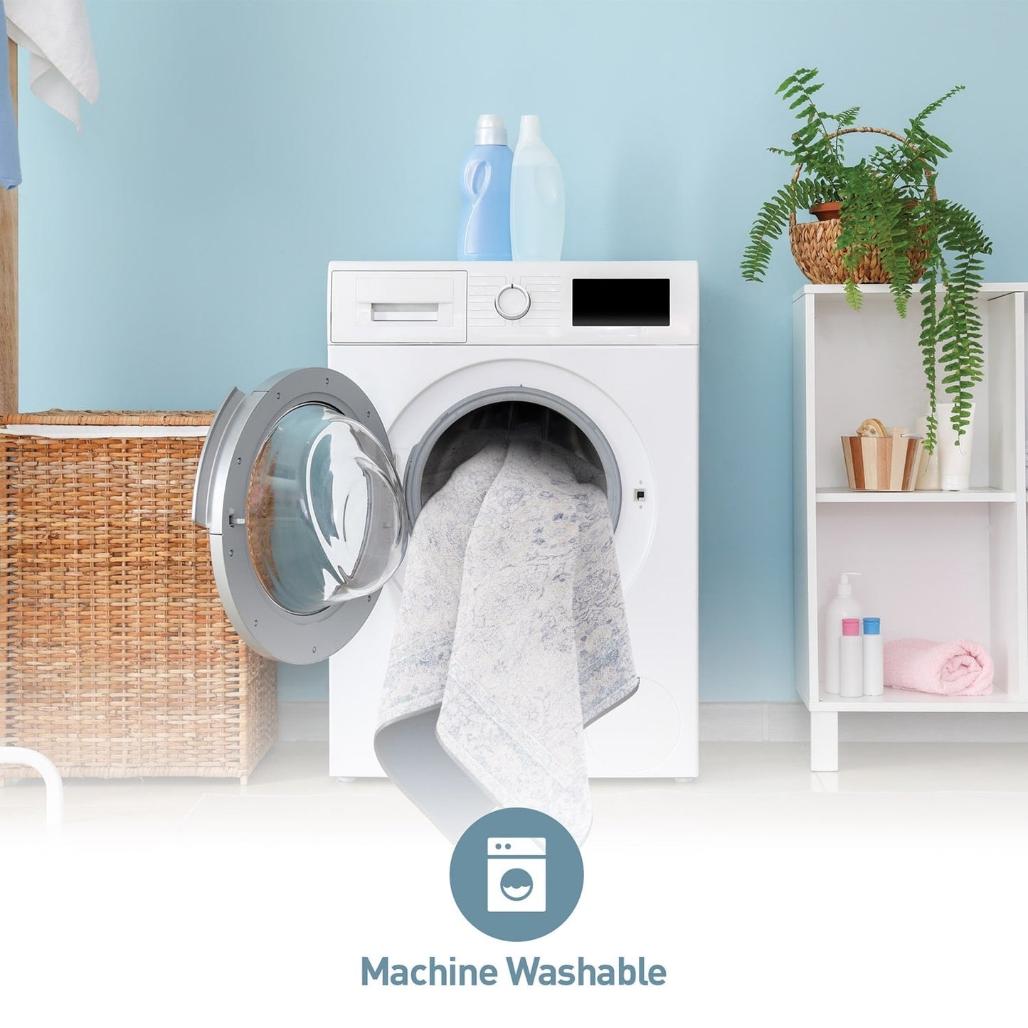 World Rug Gallery Transitional Bordered Vintage Machine Washable Non Slip Area Rug