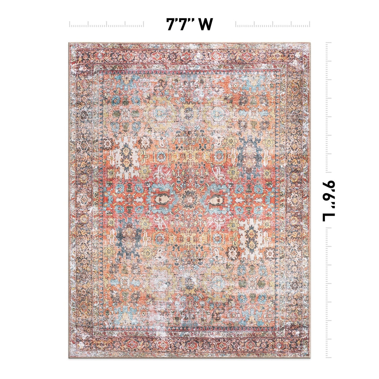 World Rug Gallery Transitional Distressed Machine Washable Non Slip Area Rug