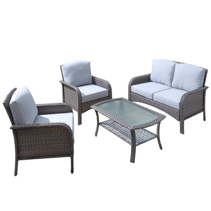 Ensemble de conversation de 4 pièces pour patio extérieur XIZZI avec table