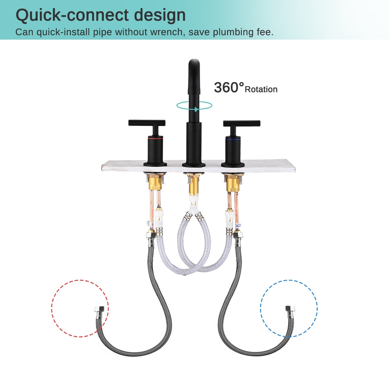 YASINU 8 Inch Luxury Widespread Bathroom Sink Faucet with Pop-Up Drain