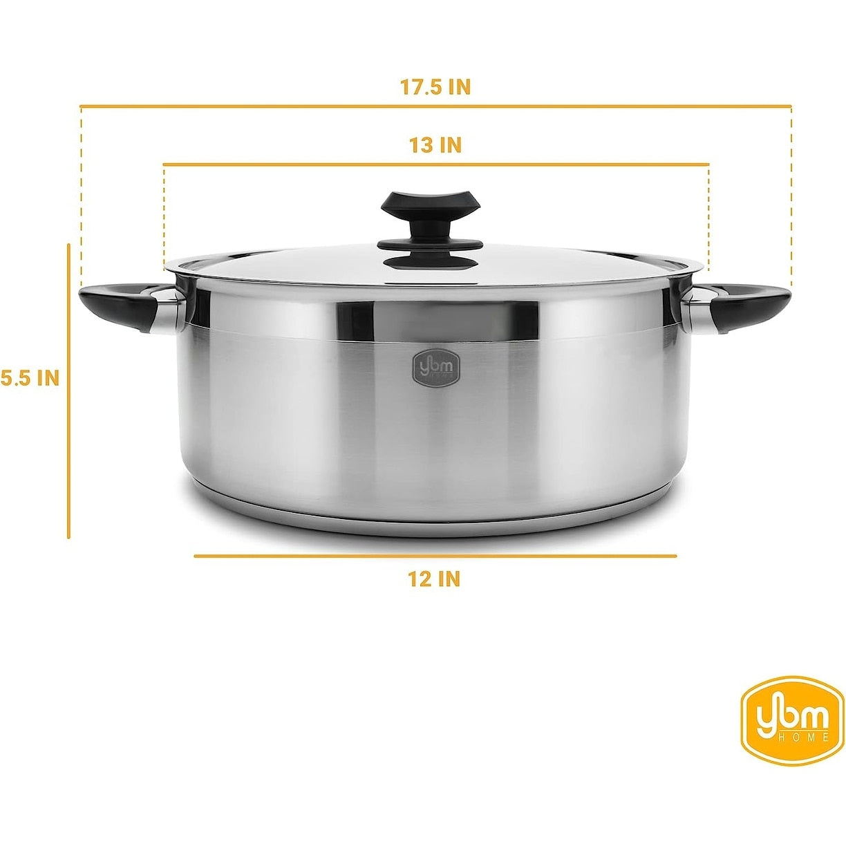 YBM Home Professional Chef's 18/10 Stainless Steel Stock Pot, Induction Compatible