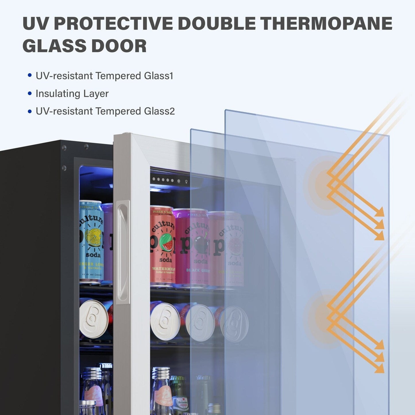 Réfrigérateur à boissons autonome Yeego 19 pouces, 140 canettes, zone unique - 19 pouces